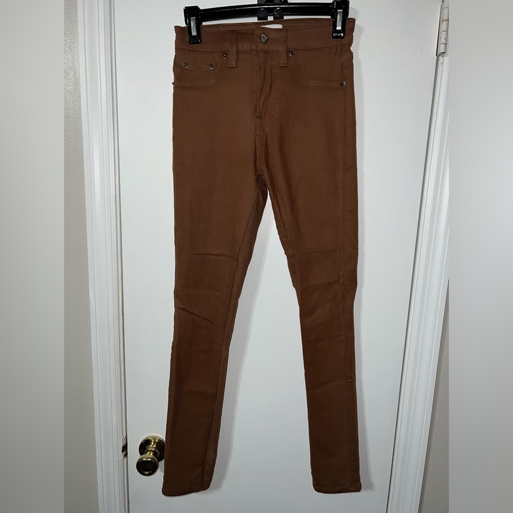 Pistola Aline High Rise Coated Skinny Pants Cognac size 25